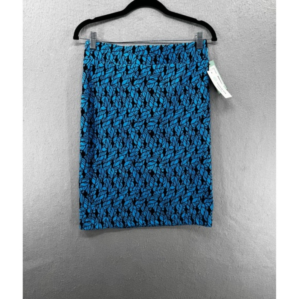 Leota Shiloh Pencil Skirt Size S Blue Black Chain Print Bodycon Stretch Knit NWT